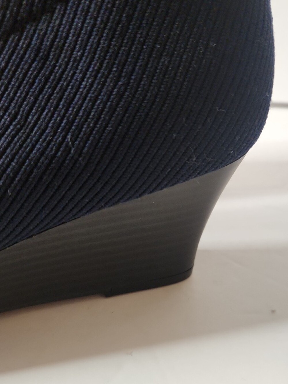 Vivaia Margot Square Toe Navy Ribbed Knit Wedge Boots Nwob Size 42 (10.5) - Picture 8 of 15